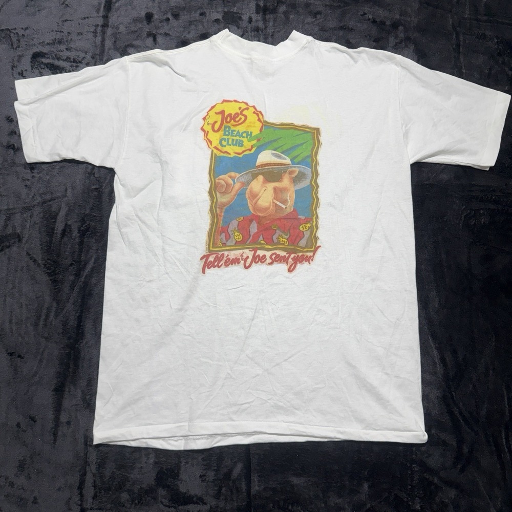 Vintage 1993‎ Joe Camel T Shirt XL Pocket Joes Beach Club Silkworm USA 90s